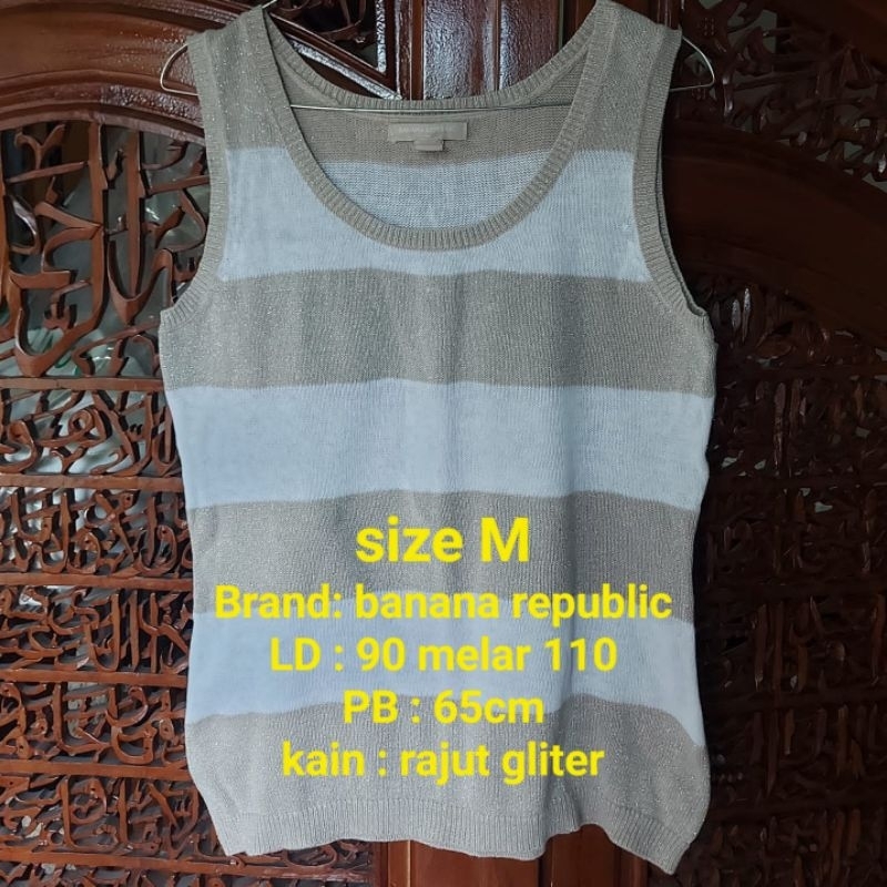 banana republic women glitter vest knit rompi wanita rajut size M branded vintage