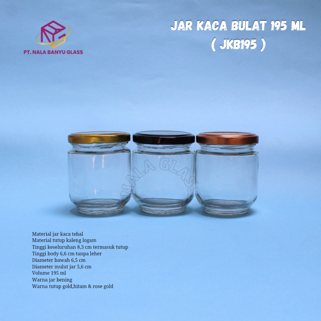 JKB195 toples kaca 200ml / jar kaca selai 200ml / botol kaca 200ml import