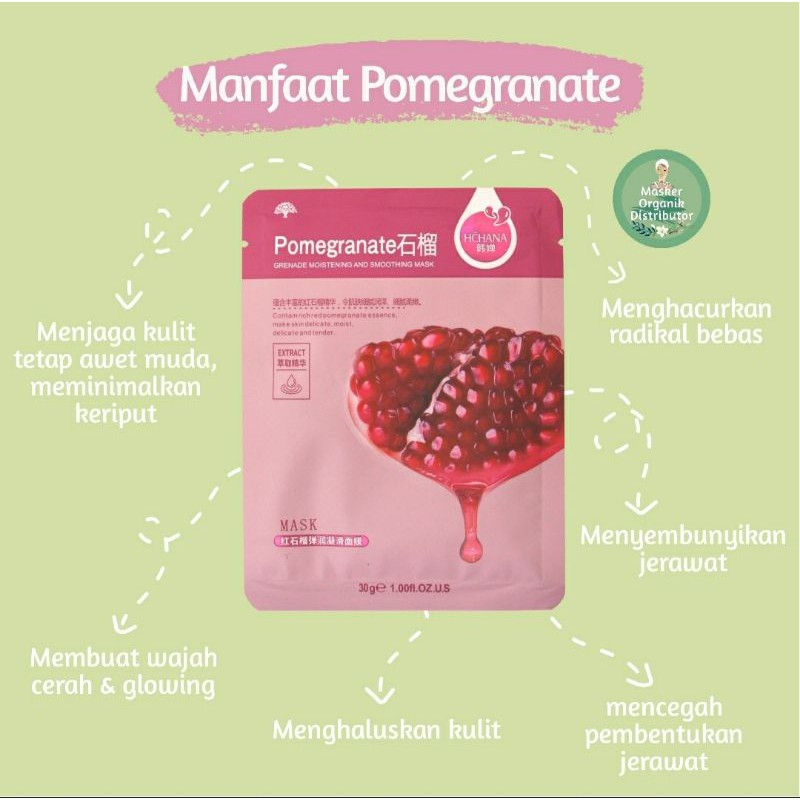 HCHANA Sheet Mask / HCHANA Masker Wajah - POMEGRANATE