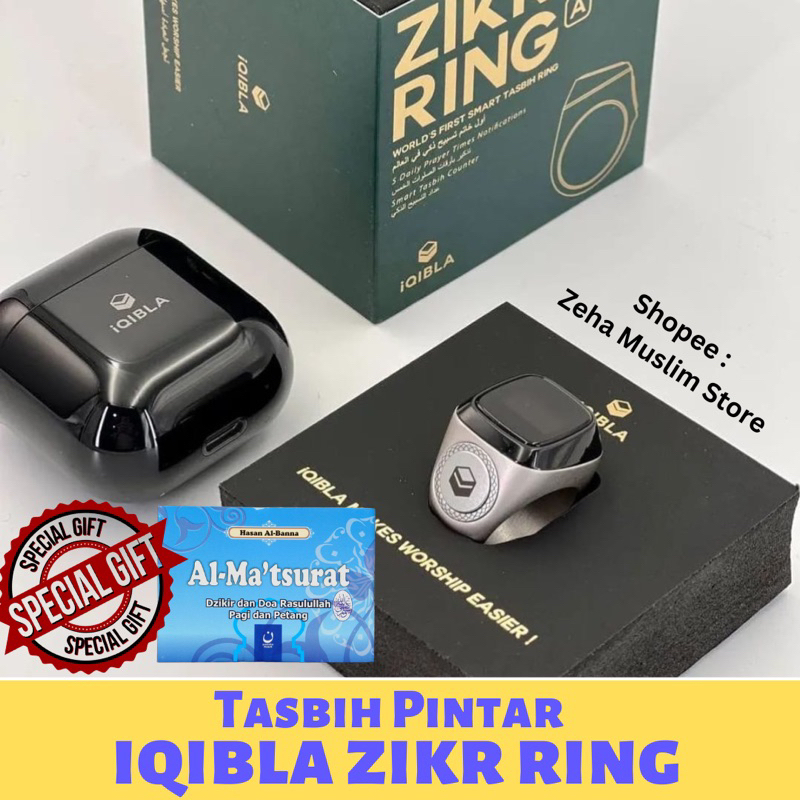 iQibla Zikr Ring Alloy dengan Box Charging Case