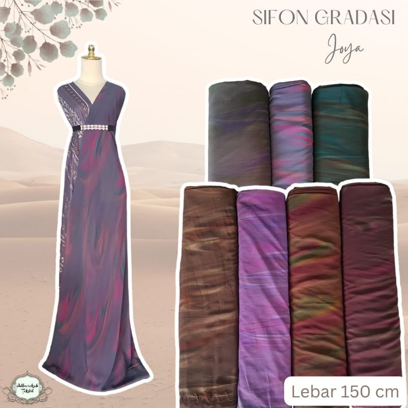 Bahan Kain Sifon motif Gradasi Joya kain chiffon halus lembut murah
