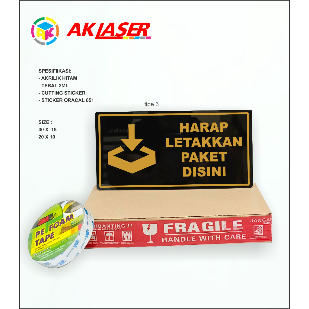

RK AKRILIK SIGN PAKET HARAP LETAKAN DISINI TIPE 3 ACRYLIC CUSTOM