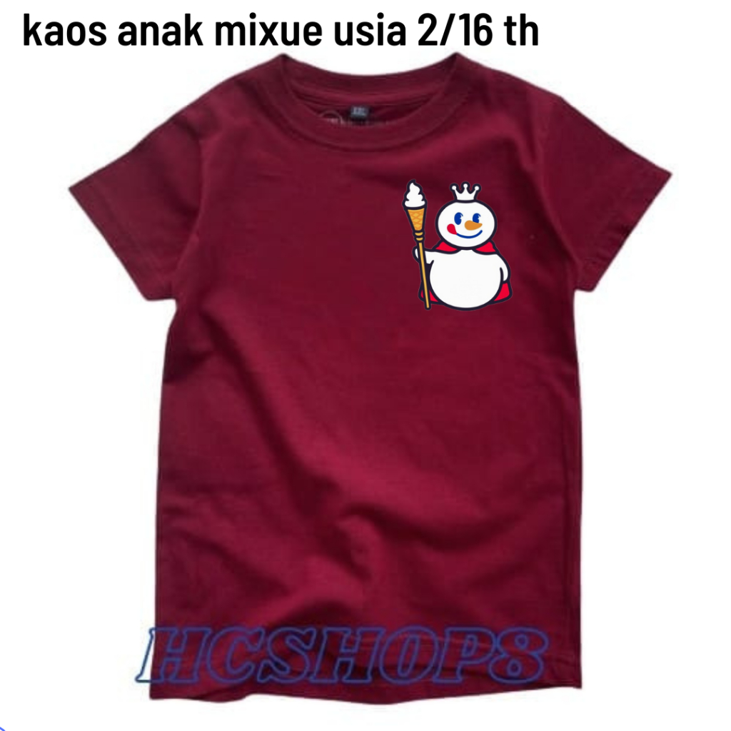 Kaos Anak mixue Cutton Combed Baju Oblong Anak Unisex Kaos Anak Cewek Pakaian Anak Cowok cewek Usia 2-16 Tahun