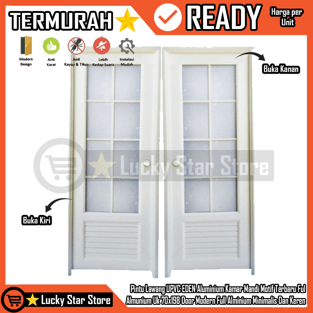 [Kargo] PINTU TOILET WC KAMAR MANDI PLASTIC PLASTIK PELASTIK PLESTIK UPVC 70x198 cm EDEN BUKAAN KANA