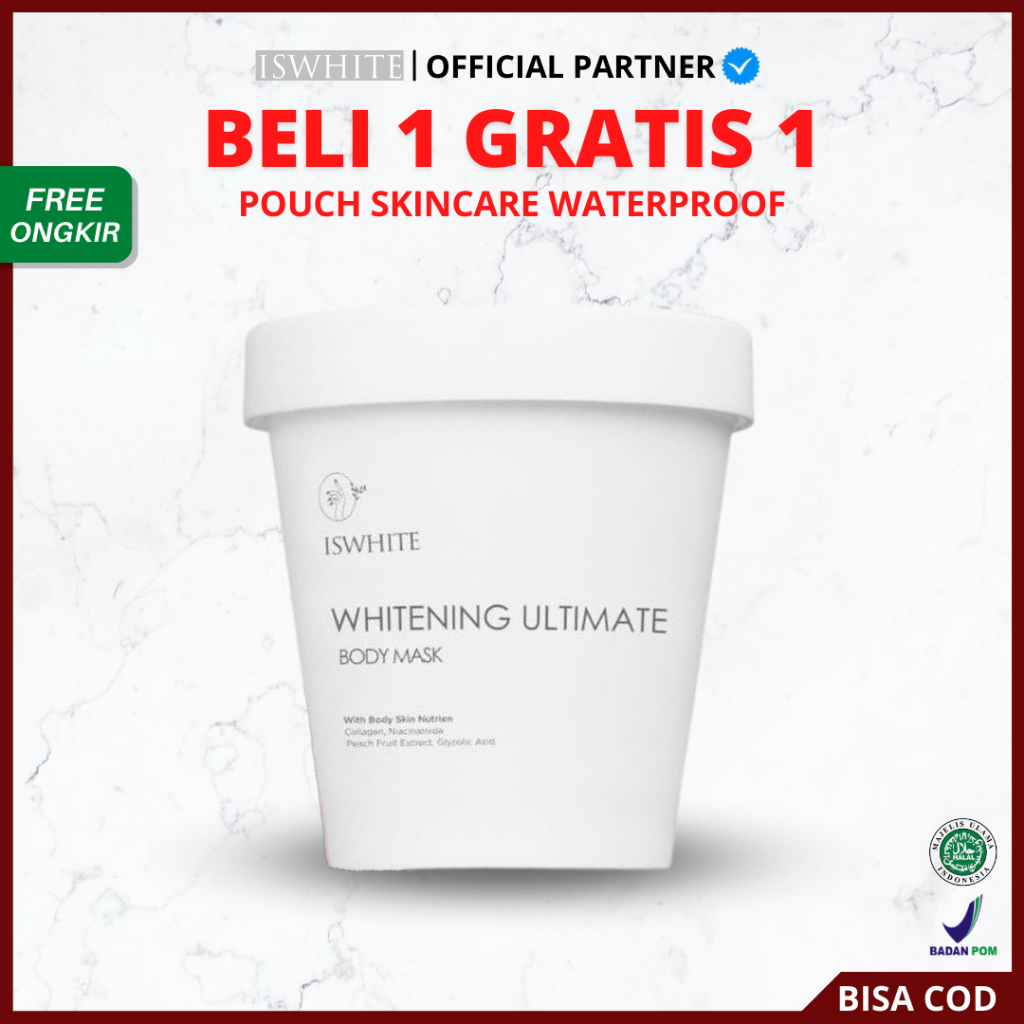 [ FREE ONGKIR ] ISWHITE Masker Badan Body Mask Whitening Ultimate - Memutihkan Dan Mencerahkan Badan