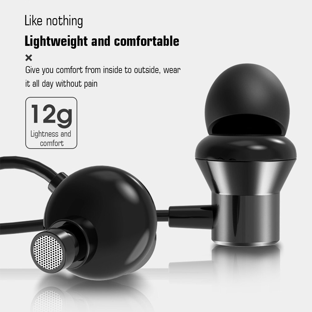 Metal Earphone Stereo 3.5mm Heavy Subwoofer with Mic - HF130 - Black