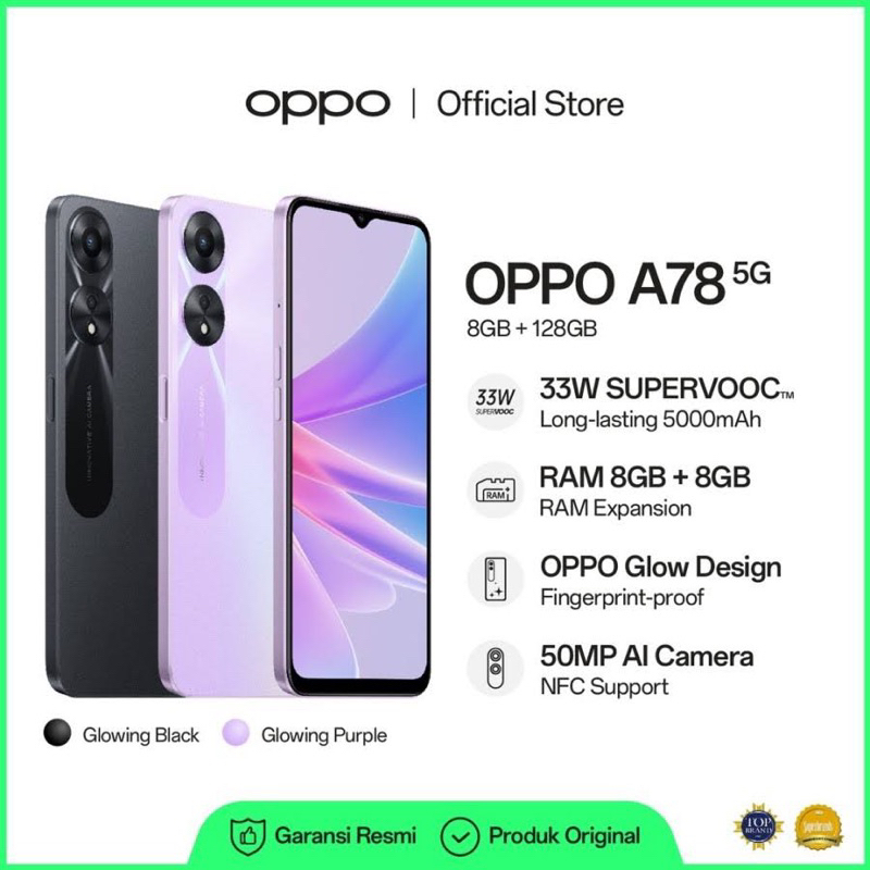 Oppo A78 5G 8/128Gb Garansi resmi