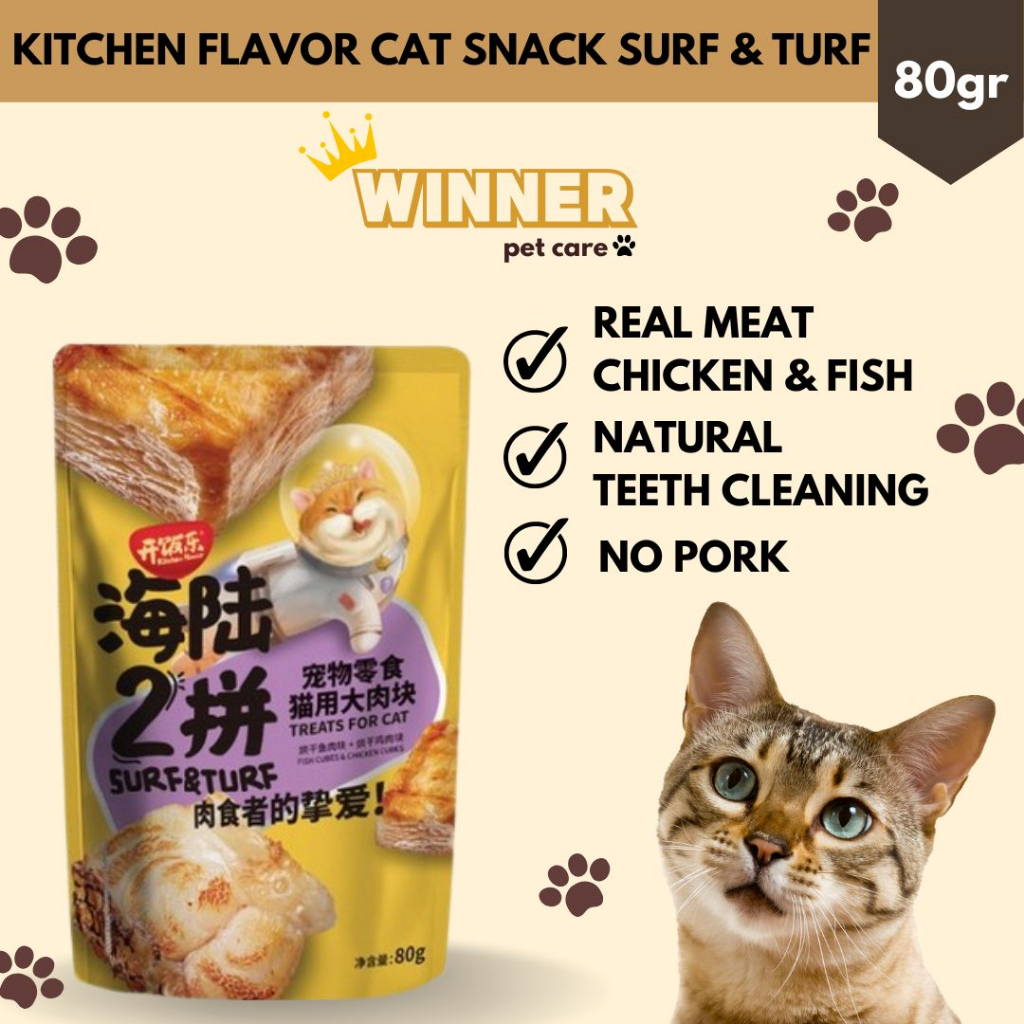 Kitchen Flavor Cat Snack Surf &amp; Turf Makanan Kucing 80gr