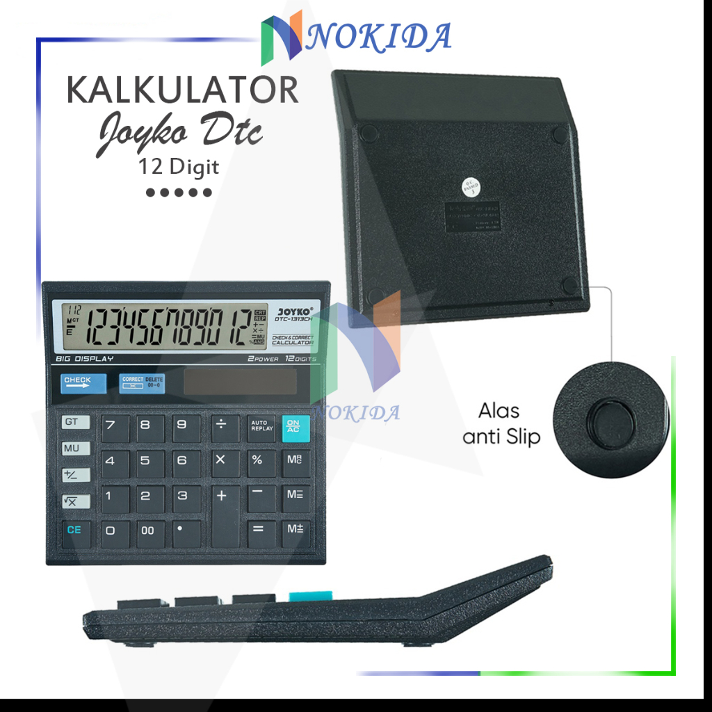 

Nokida Kalkulator 12 Digit Joyko DTC-1313CH Check Correct / Calculator Office / Kantor
