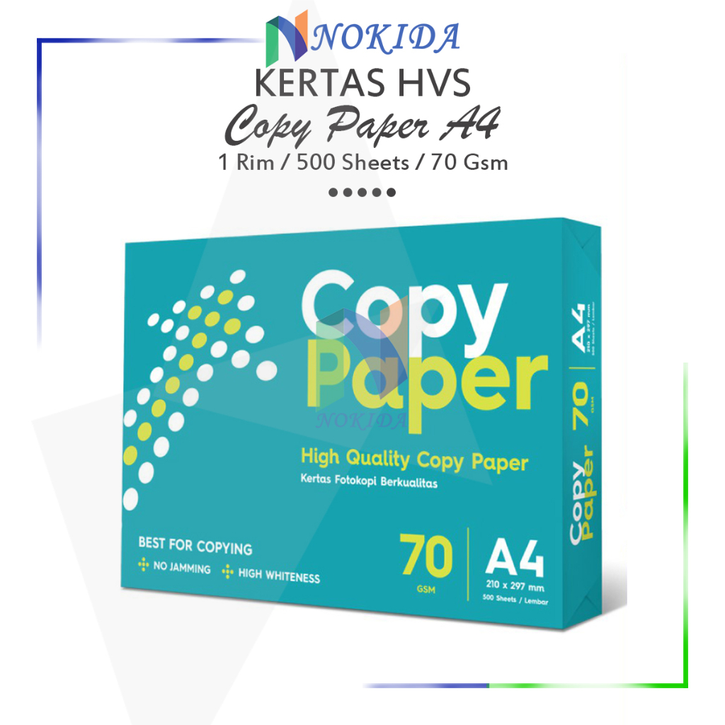 

Nokida Kertas HVS A4 70 g Copy Paper 1 Rim/500 Lembar Untuk Print dan Fotocopy