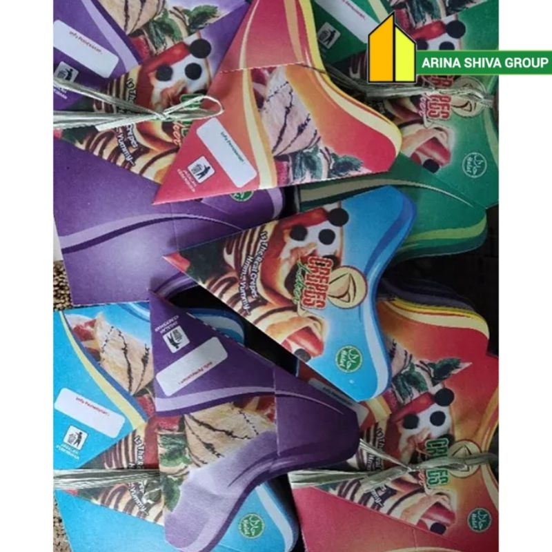 

200 LEMBAR KEMASAN CREPES 3D PAPER CRAFT UKURAN 15 × 17,5 CM | KERTAS LEKER CRISPY HIGH QUALITY | BOX LEKKER WAFFLE CROFFLE PRODUK TERBARU | ARINA SHIVA GROUP 1854