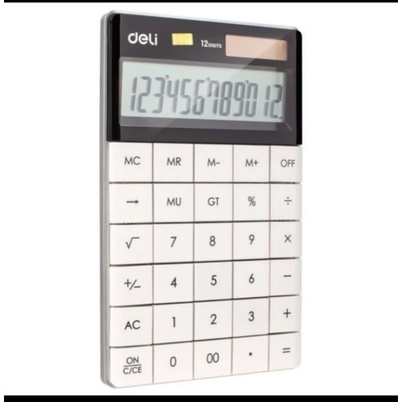 DELI E1589 White Calculator / Kalkulator Modern Original Garansi Resmi 12 Digit