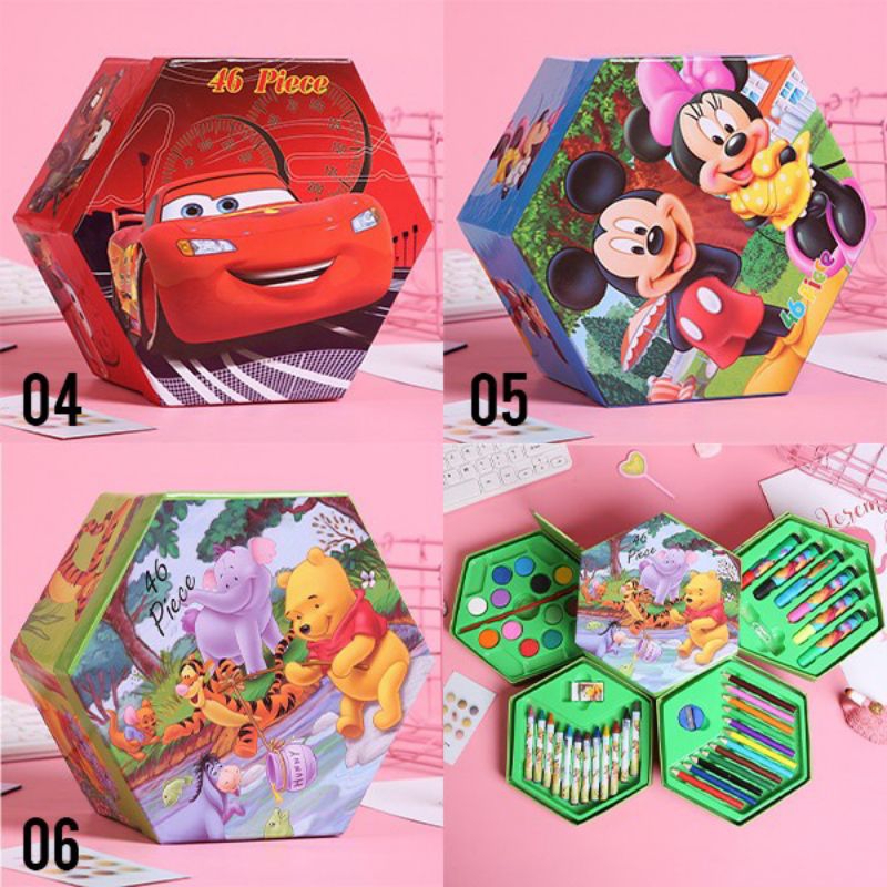 

ALAT MEWARNAI SATU SET ISI 46 KRAYON SPIDOL ALAT TULIS SET MODEL HEXAGONAL