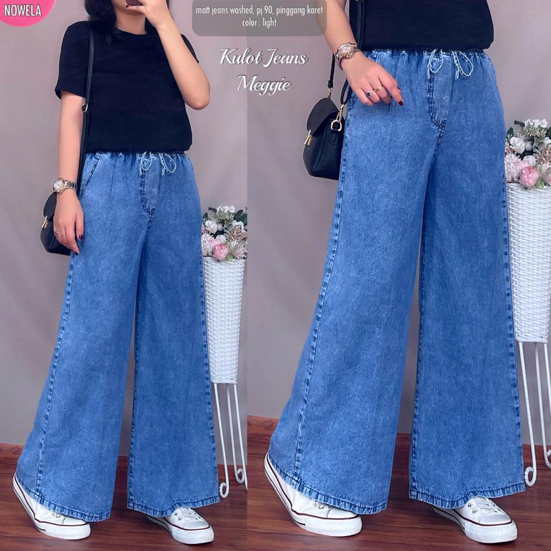 Nowela celana panjang wanita meggie jeans | kulot PJ 90 pinggang karet