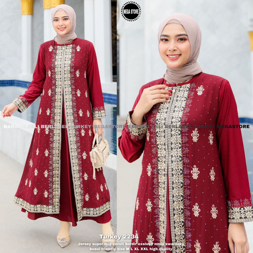 Turkey Gamis Bordir Muslim Original Produk By Mega Store