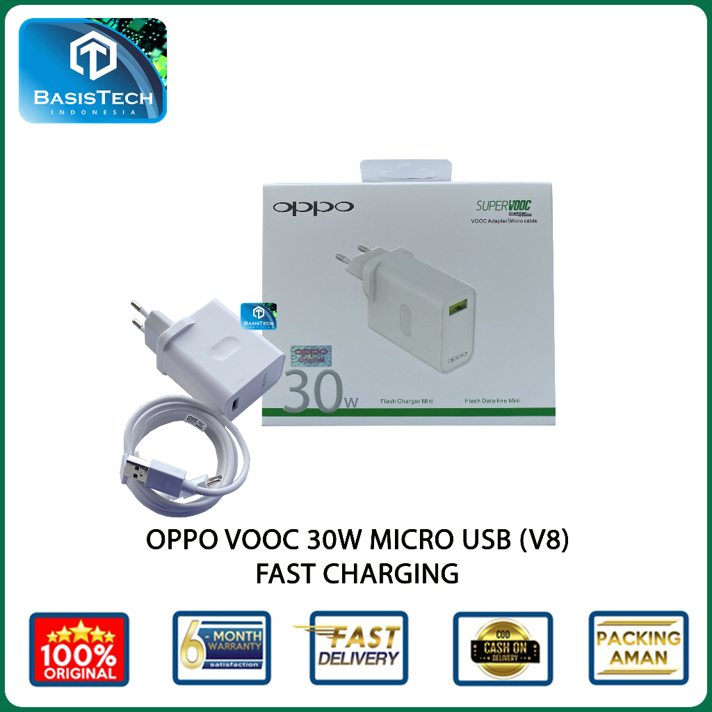 CHARGER OPPO MICRO USB V8 TYPE-C 30W S VOOC ORIGINAL QUALITY