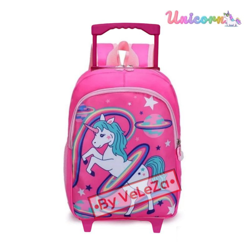 Tas ransel troli anak unicorn canvas PAUD TK - tas anak