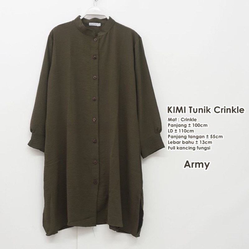 TUNIK KIMI - ATASAN TUNIK WANITA CRINKLE - BAJU ATASAN MUSLIM WANITA - ATASAN KEMEJA CARDIGAN WANITA