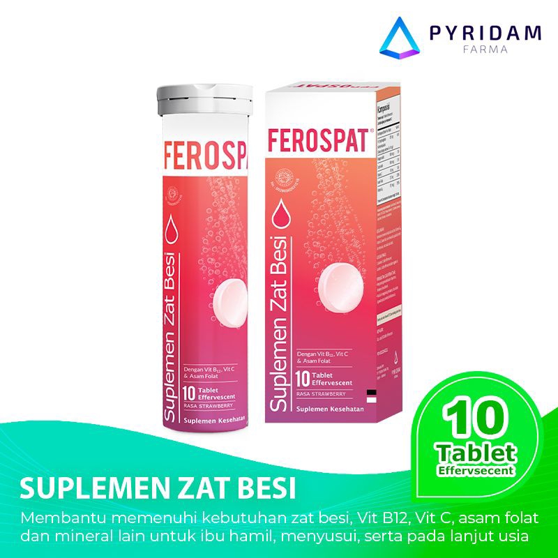 Ferospat isi 10 Effervescent / Suplemen Zat Isi / Menambah sumplemen zat besi ibu hamil