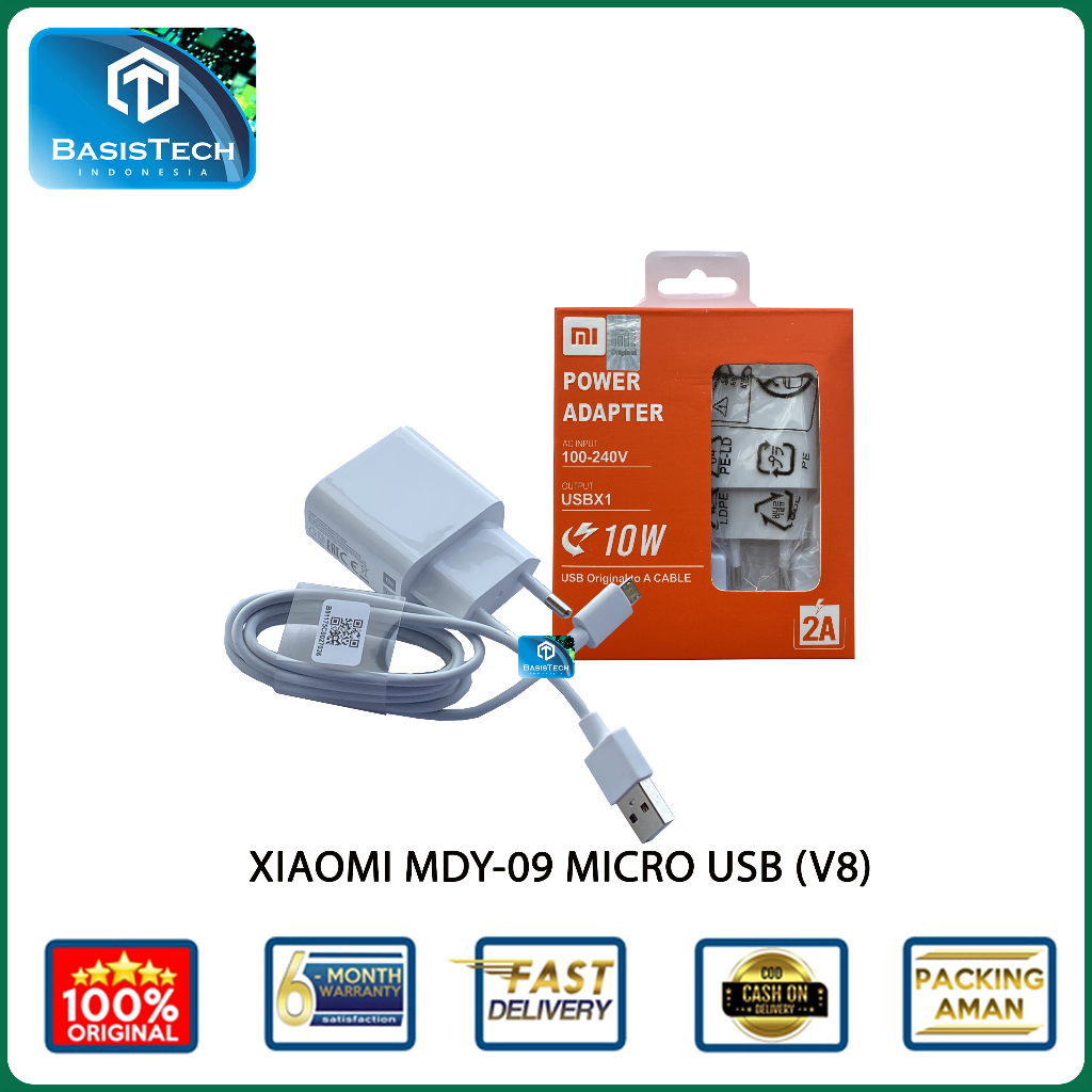 CHARGER XIAOMI MICRO USB V8 TYPE C 10W 2A MDY-09 FAST ORIGINAL QUALITY