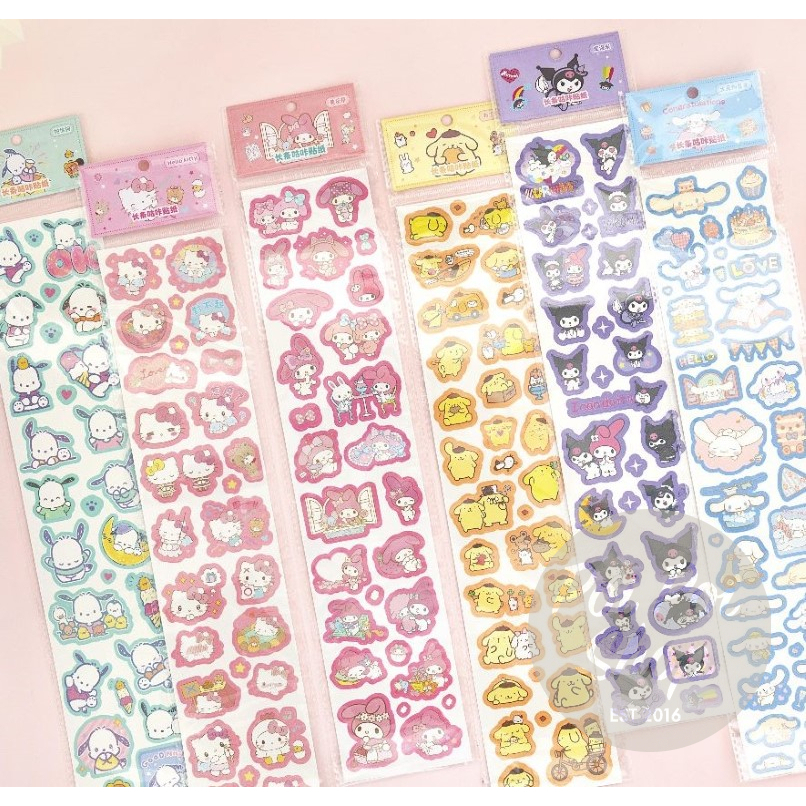 

Stiker Sanrio Glossy Hologram Kawaii Lucu Melody Kuromi Cinamonroll Mainan Anak Sticker
