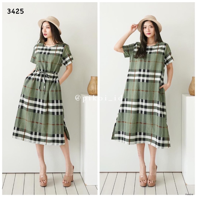 Pikoi_id | Loose Dress wanita katun FREE BELT / oversize dress santai / dress ikat wanita jalan 3425