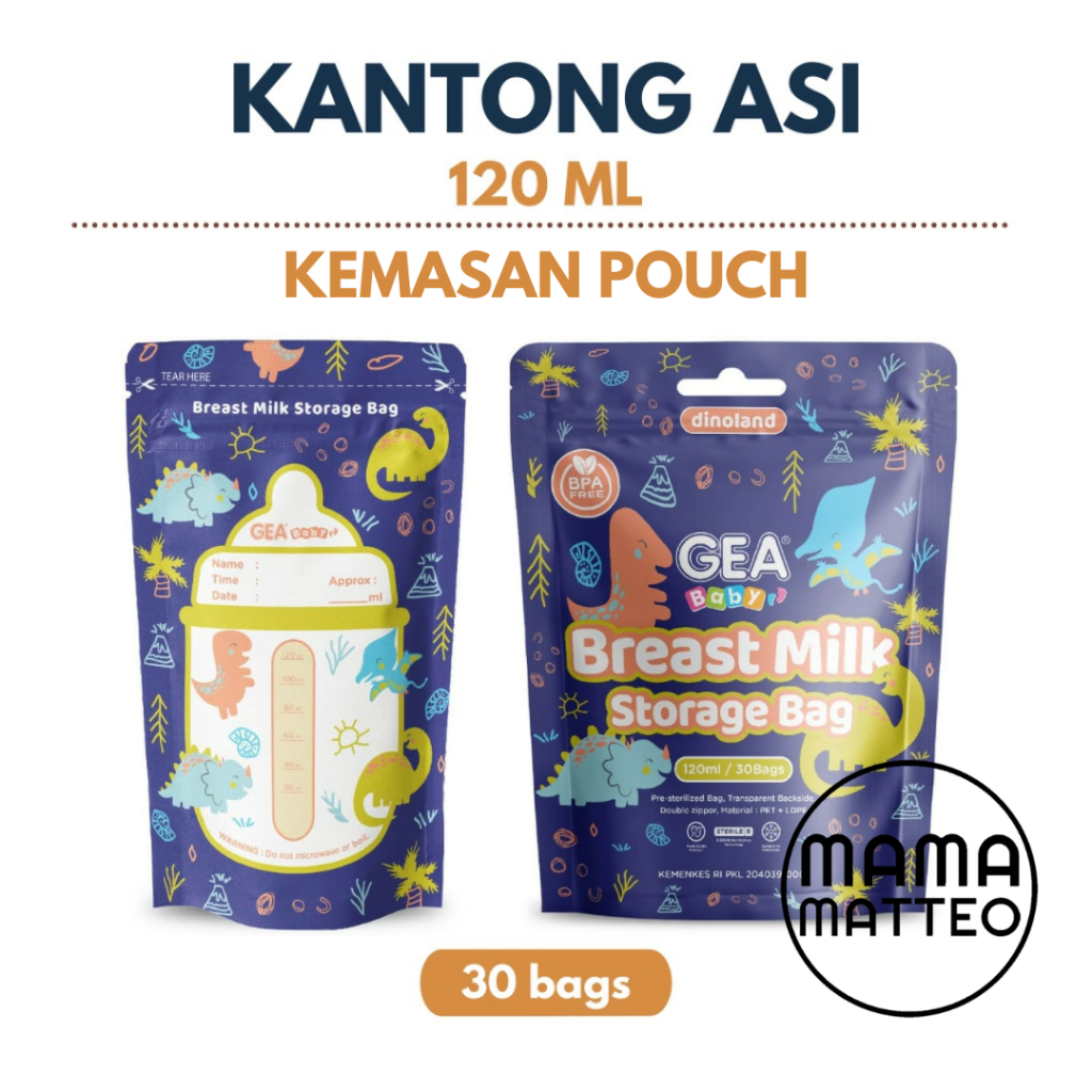 GEA Baby tempat untuk Asi Bayi / Kantong Asi 120ml Motif Dinoland Kemasan Pouch