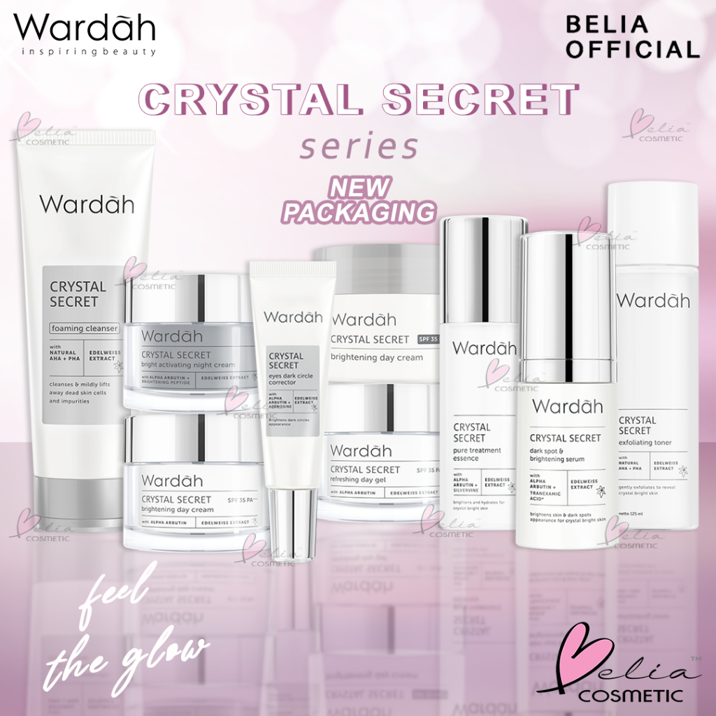 ❤ BELIA ❤ WARDAH White Crystal Secret Series | Day Night Eye Cream Brightening Essence Mask Scrub