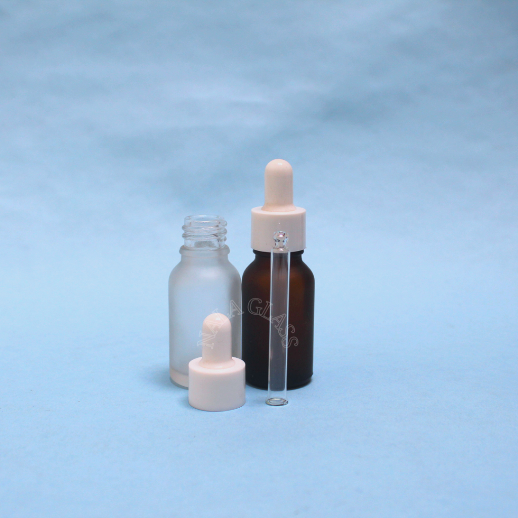 BOTOL PIPET 15ML KACA FROSTED TEBAL/BOTOL SERUM 15ML RING PUTIH SMOOTH