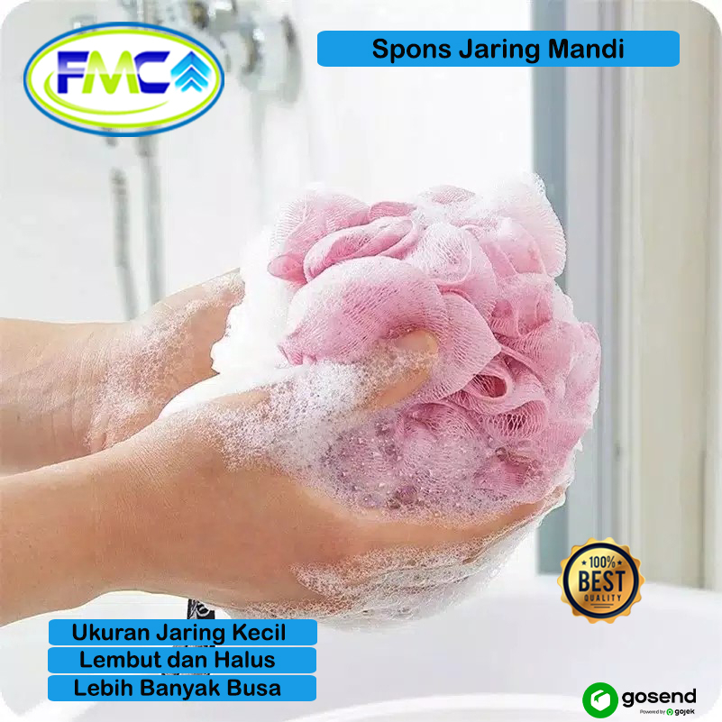 Spons Jaring Mandi Pembersih Badan Shower Puff Busa Spon Sponge Bath Gosok Kaki Tangan