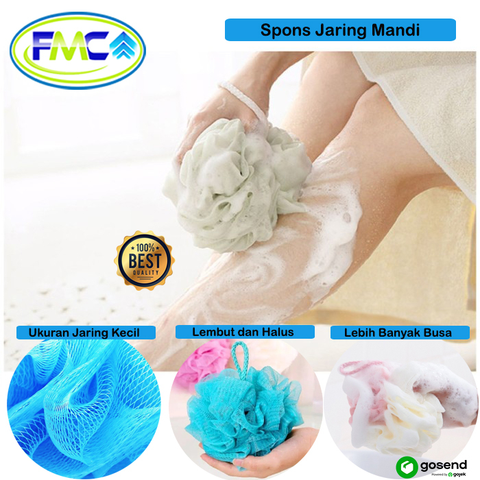 Spons Jaring Mandi Pembersih Badan Shower Puff Busa Spon Sponge Bath Gosok Kaki Tangan