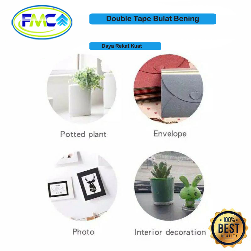 Double Tape Bulat Bening Transparan Magic Tape Dua Sisi Super Kuat Serbaguna Lem Titik Glue Balon Baloon Dekorasi Rumah