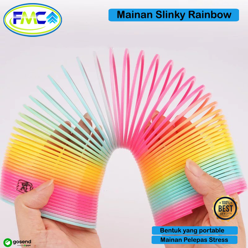 Mainan Anak Slinky Rainbow Spring Mianan Per Spiral Smile Pelangi Anti Stres Murah Mainan Edukasi Anak Muticolour Bahan Plastik