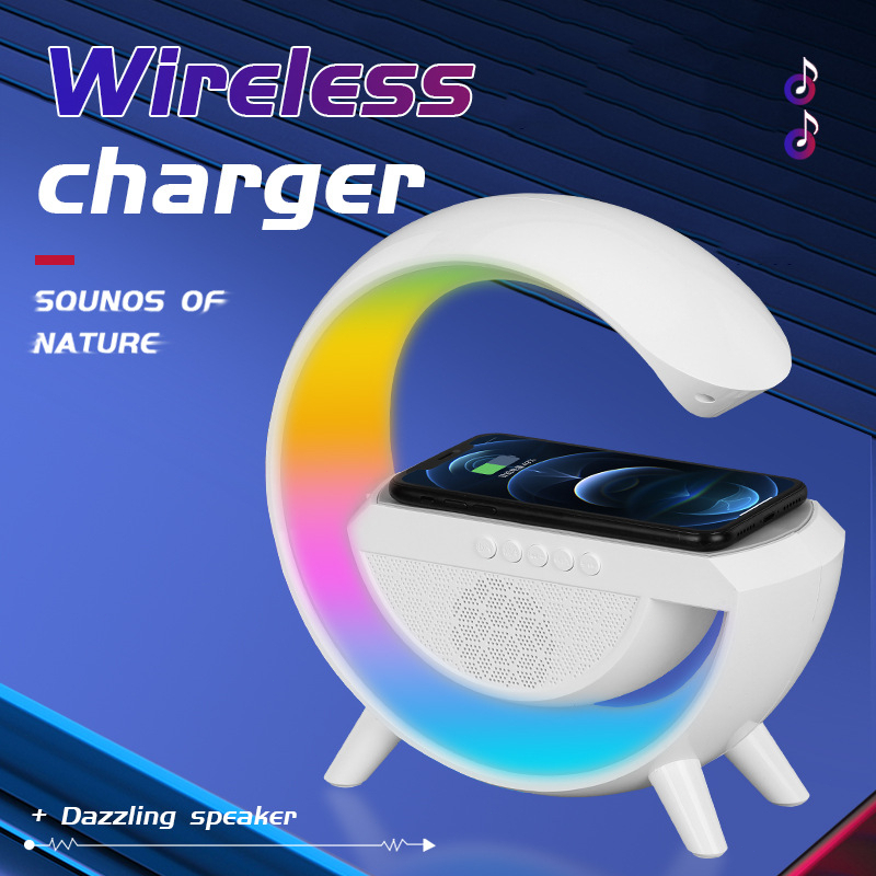 [ COD ]  Cahaya sekitar 15w Charger Nirkabel 7 IN 1 Speaker  Bluetooth Multi-fungsi Baru Dengan Pengisian Smart Home Atmospheric Lamp Lampu LED Multifungsi RGB Lampu Malam Lampu Jam Alarm Lampu Meja Speaker Bluetooth lampu proyeksi Mendukung