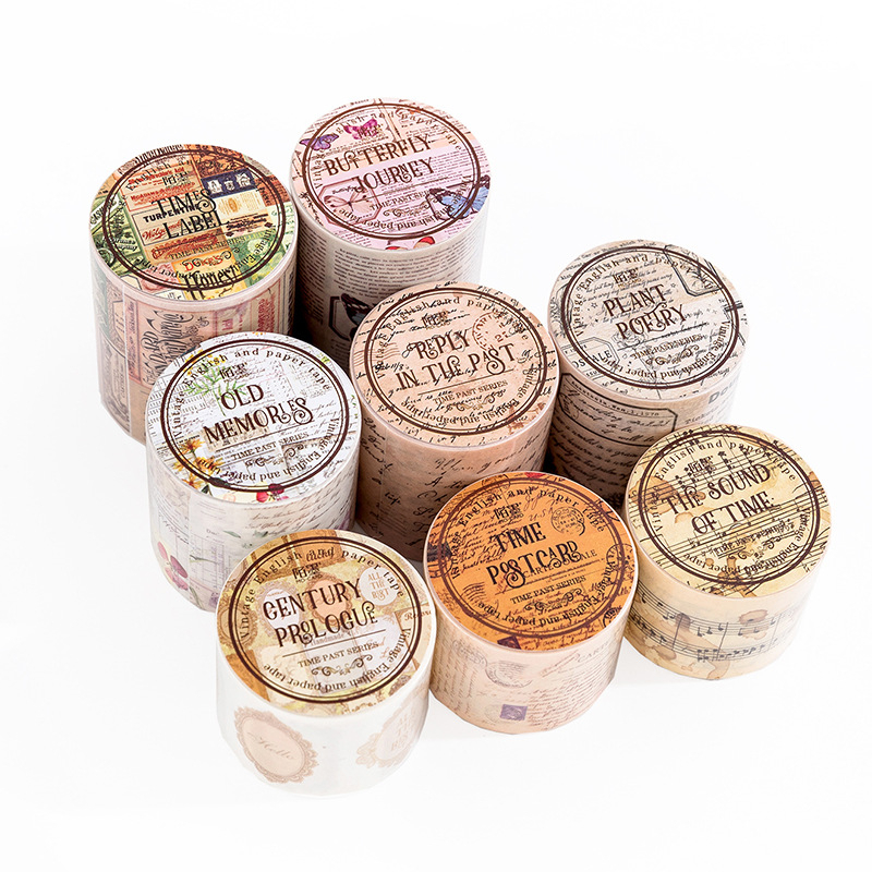 WASHITAPE UNTUK JOURNALING MASKING TAPE SELOTIP KERTAS WASHI MOTIF CLASSIC RETRO VINTAGE @banyak