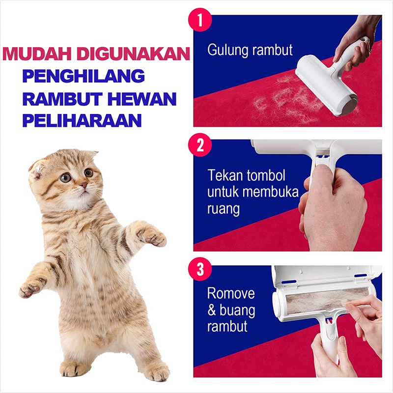 Pembersih Bulu Kucing/Anjing PET HAIR REMOVAL yaitu Lint Roller Portable Jangka Panjang (Lifetime Use) untuk Pembersih Baju/Pakaian, Sofa, Tempat Tidur dll