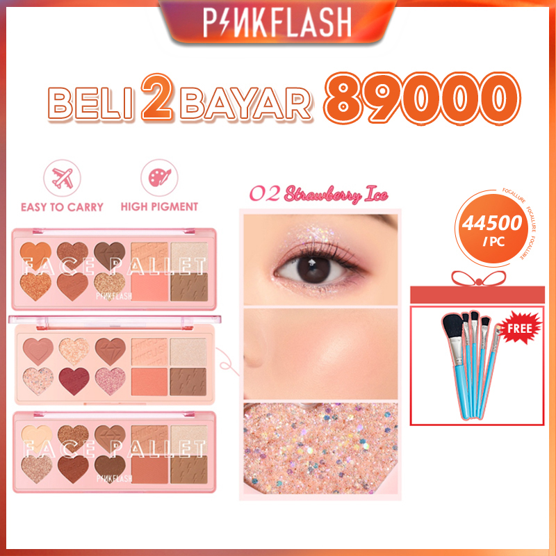 PINKFLASH Multiple Face Palette Eyeshadow &amp; Blush &amp; Highlighter &amp; Contour 4 in 1 #OhMyLove