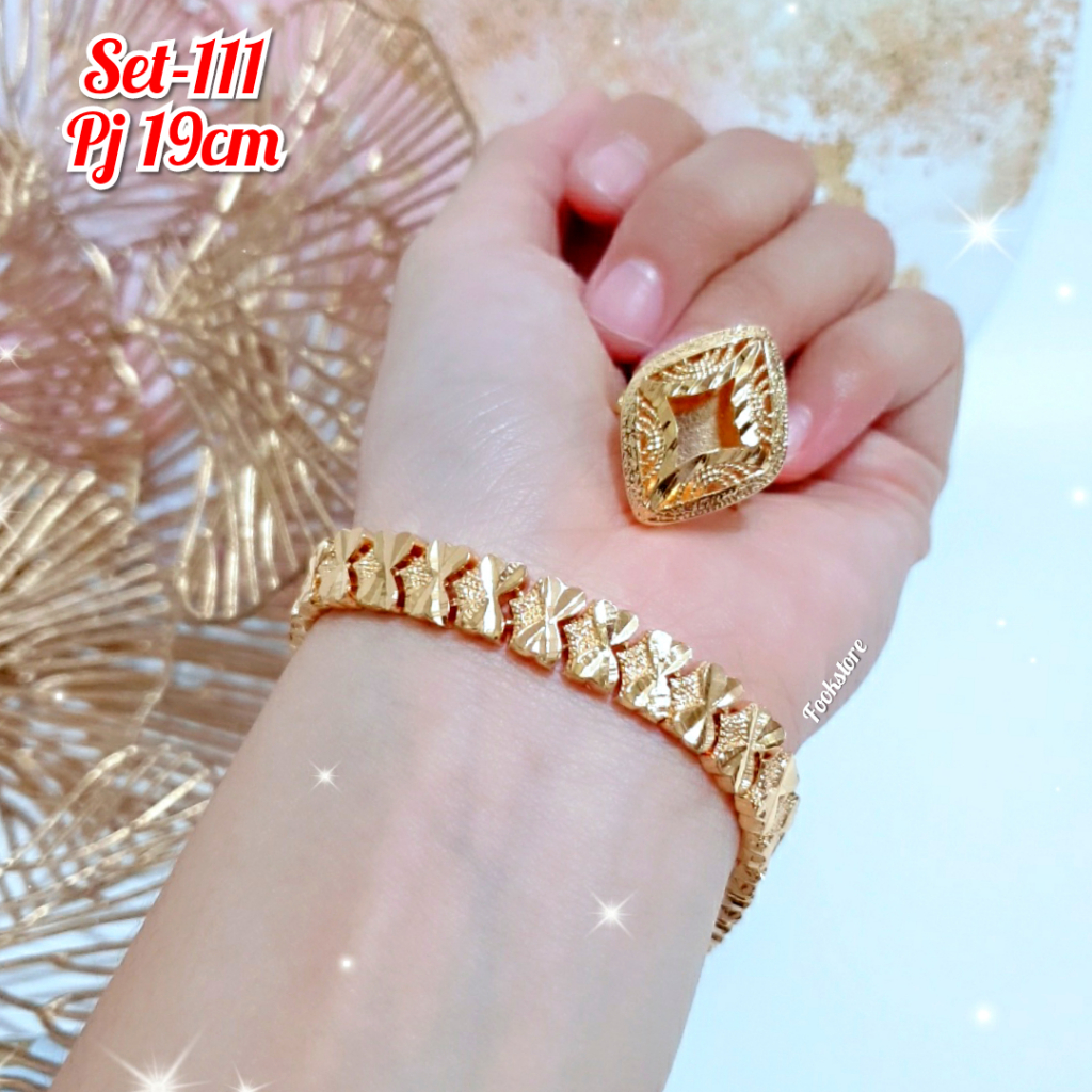 SET GELANG RANTAI CINCIN DEWASA 2 IN 1 ANTI ALERGI /SET-111