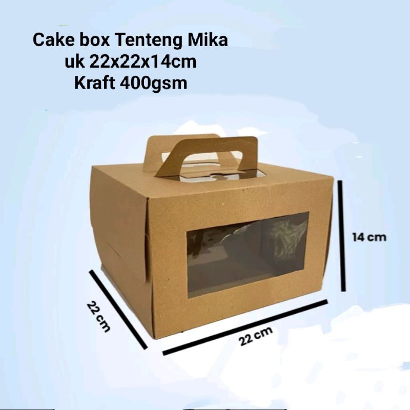 

10pcs Kotak Cake box Kraft Tenteng mika 22x22x14cm