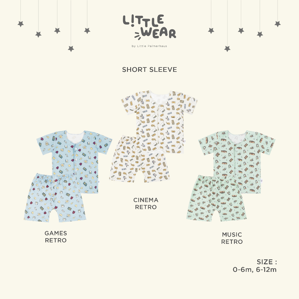 [Size 0-12m] Little Wear By Little Palmerhaus Short Sleeve Setelan Pendek Bayi