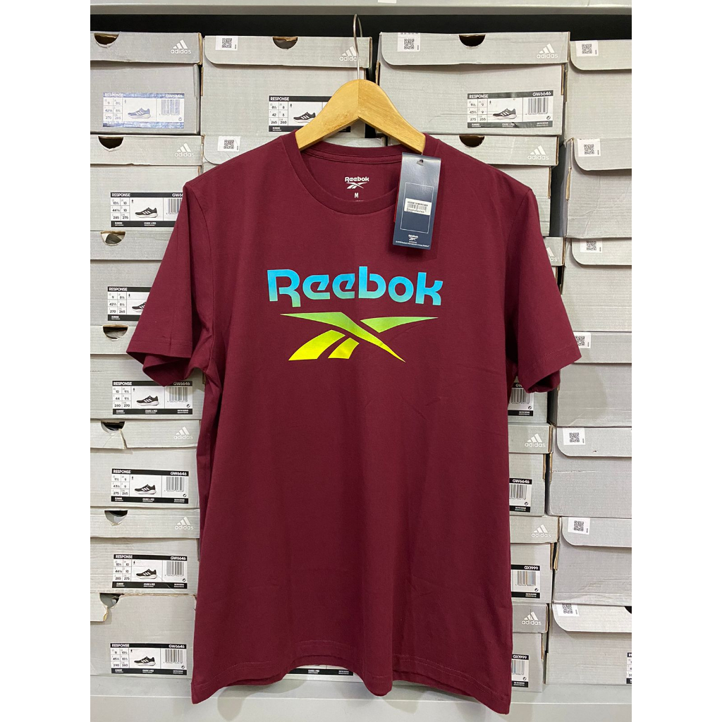 Reebok Basic Men Graphic Tee Maroon REEX2MT101MR Kaos Pria Original