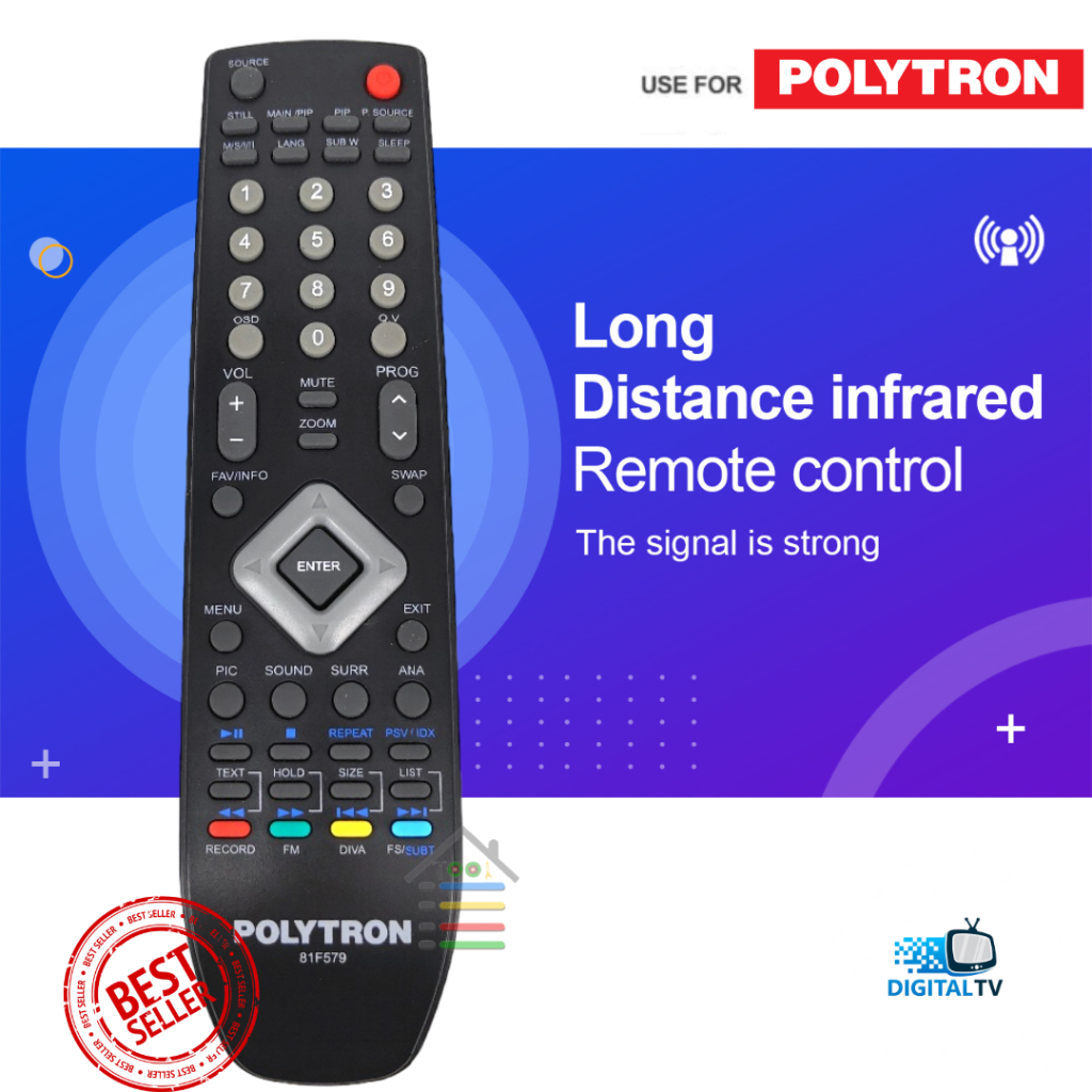 Remote MULTI TV LED LCD POLYTRON DIGITEC SAMSUNG LG GOLDSTAR CHINA 1887TR 1088TR
