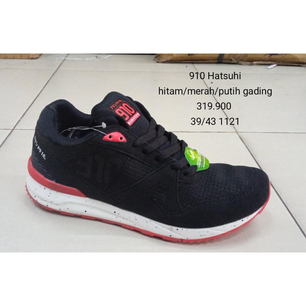 Sepatu Lari Nineten Hatsuhi Warna Hitam Merah Putih Pria Wanita Original