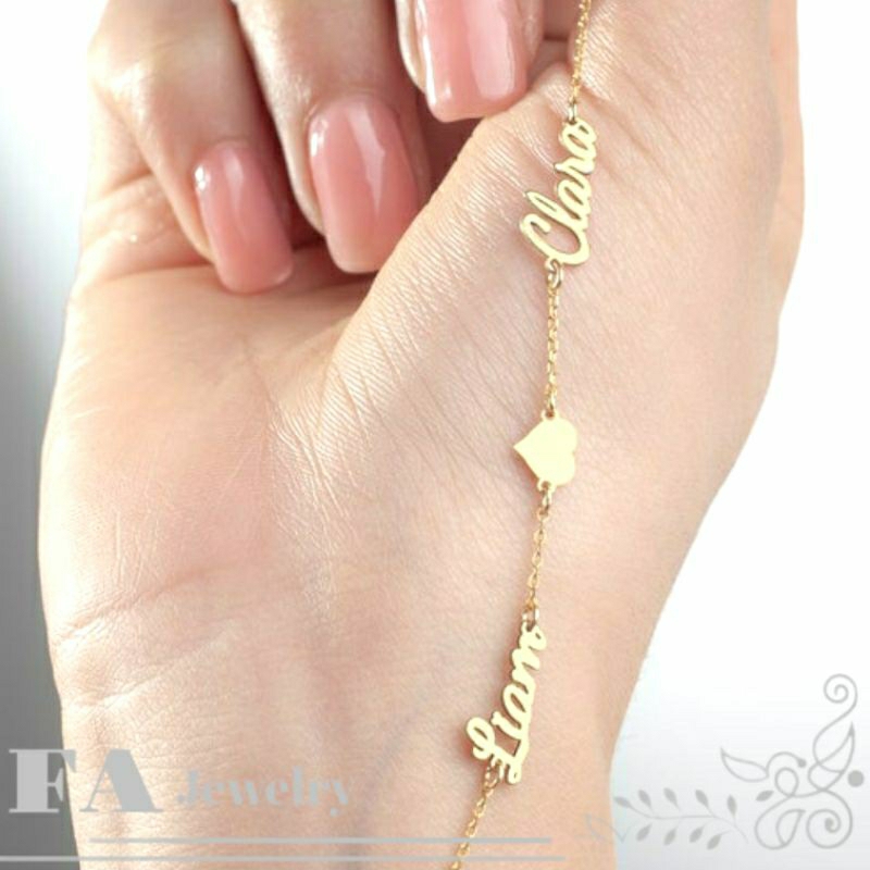 gelang custom nama lapis emas asli