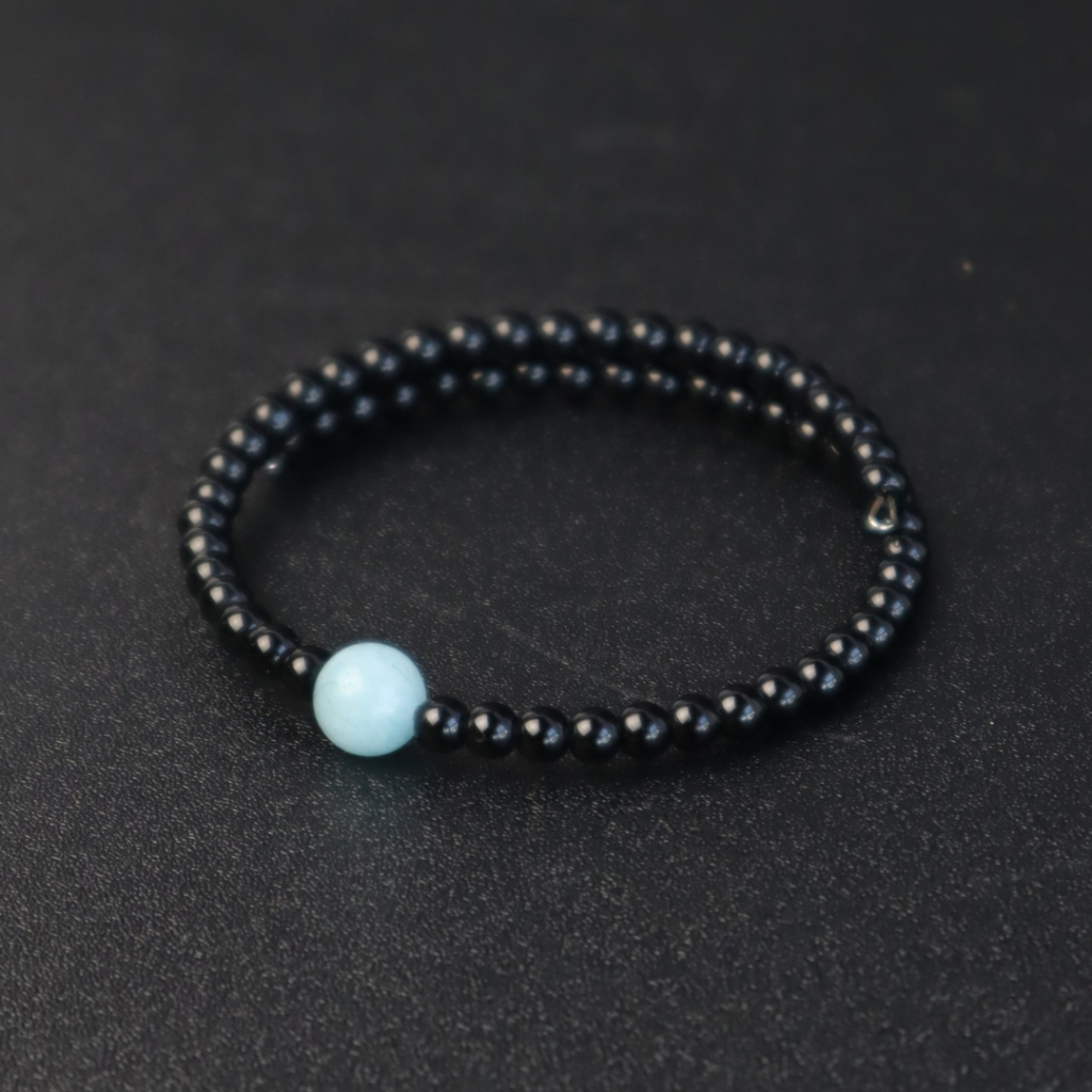 Gelang Pria Wanita Cowok Cewek Keren Dewasa Batu Kristal Aquamarine Biru Laut ASLI Akik Alam Natural