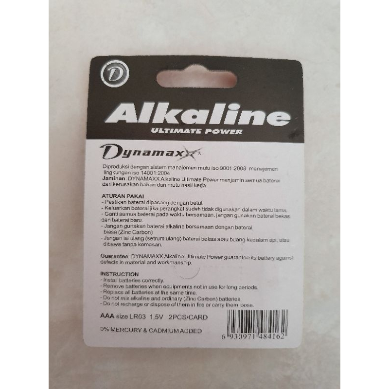 Baterai A3 Alkaline Dynamax Baterai AAA Alkaline Dynamax