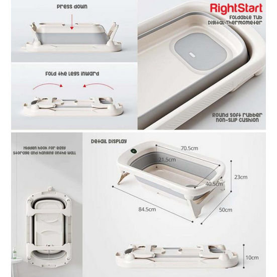 Right Start Foldable Bath Tub With Digital Indicator -  Bath Tub Anak Bayi Ember Mandi Air Termometer Sensor Mainan Lipat