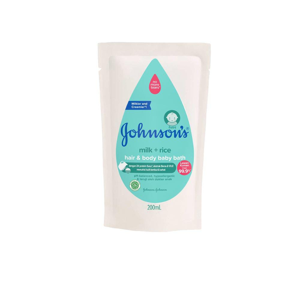 Johnsons Hair Body Baby Bath Milk Rice Refill 200ml