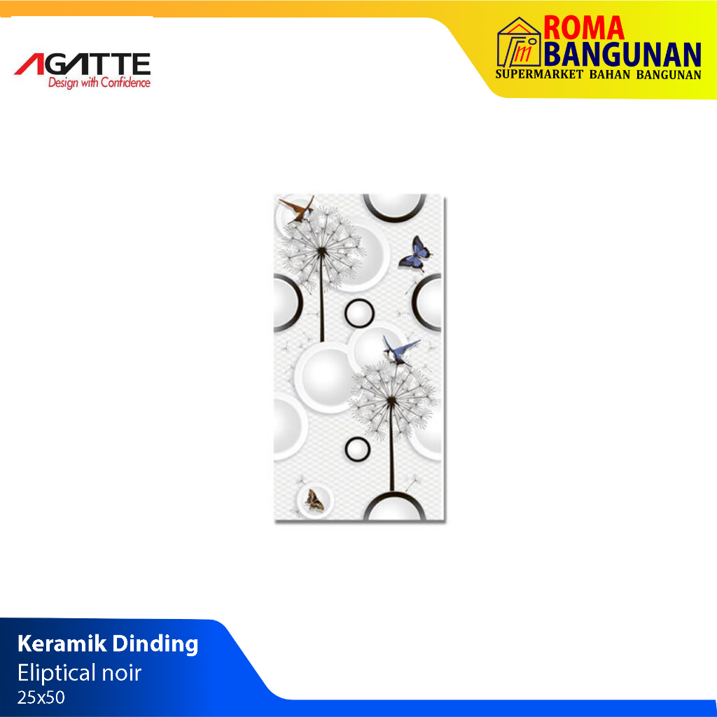 Agatte Keramik Dinding / Keramik Elliptical Noir 25X50