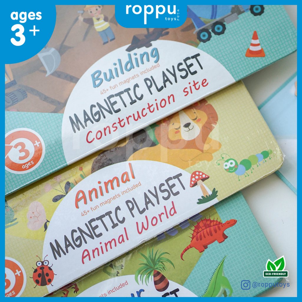 Roppu Magnetic Book/Mainan Buku Sticker/Mainan Puzzle Magnet Anak/Mainan Edukasi Anak/Mainan Dino